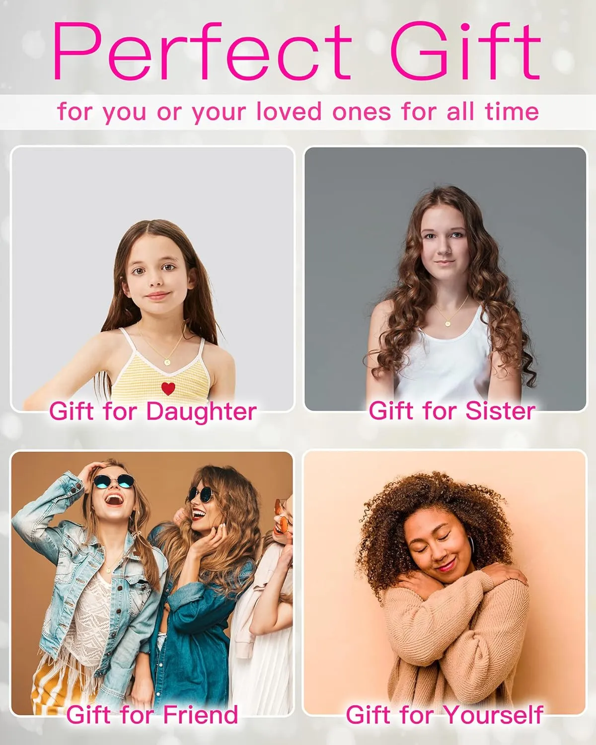 Unique Personalized Gifts for Her, Letter Double Side Engraved Disc Pendant Necklace, Initial Necklaces for Women Girls