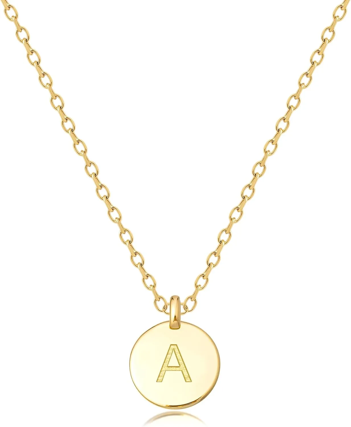 Unique Personalized Gifts for Her, Letter Double Side Engraved Disc Pendant Necklace, Initial Necklaces for Women Girls