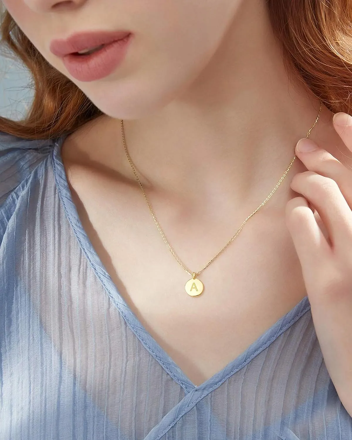 Unique Personalized Gifts for Her, Letter Double Side Engraved Disc Pendant Necklace, Initial Necklaces for Women Girls