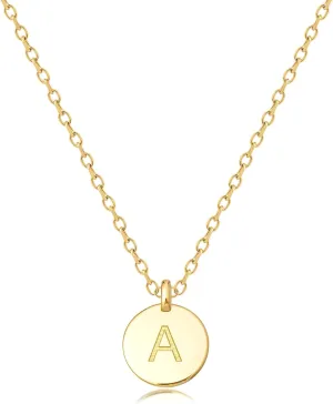 Unique Personalized Gifts for Her, Letter Double Side Engraved Disc Pendant Necklace, Initial Necklaces for Women Girls
