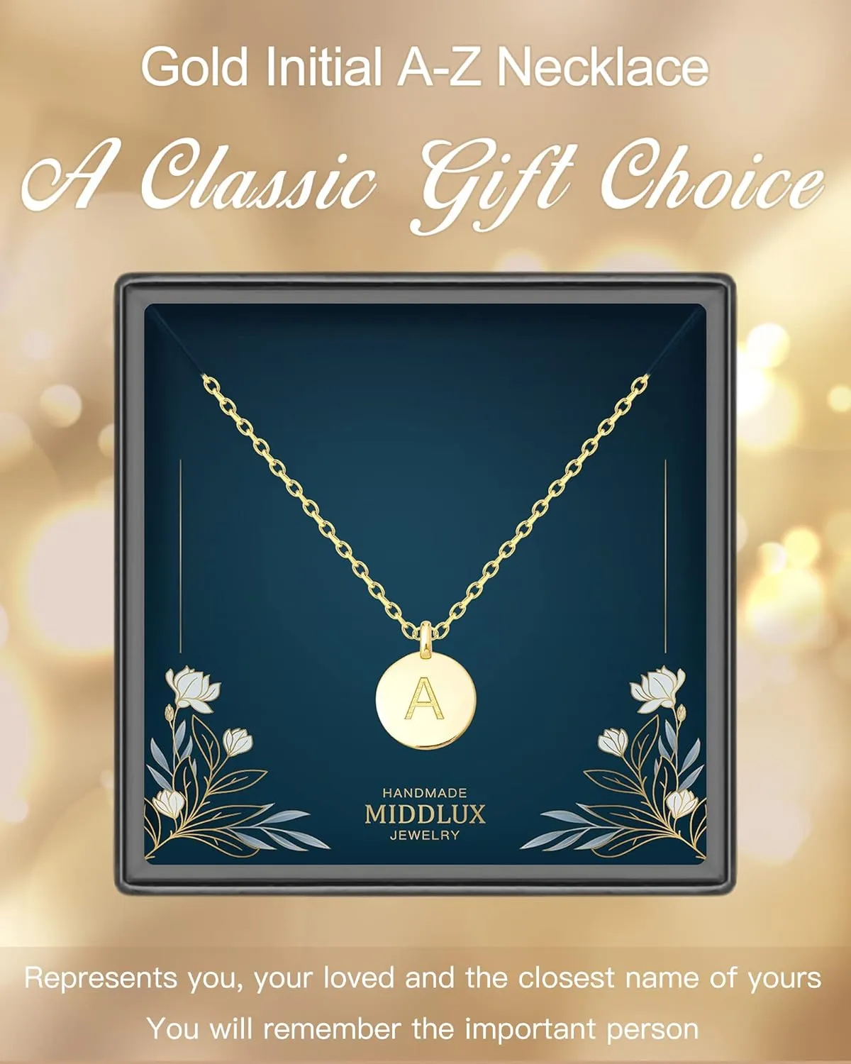 Unique Personalized Gifts for Her, Letter Double Side Engraved Disc Pendant Necklace, Initial Necklaces for Women Girls