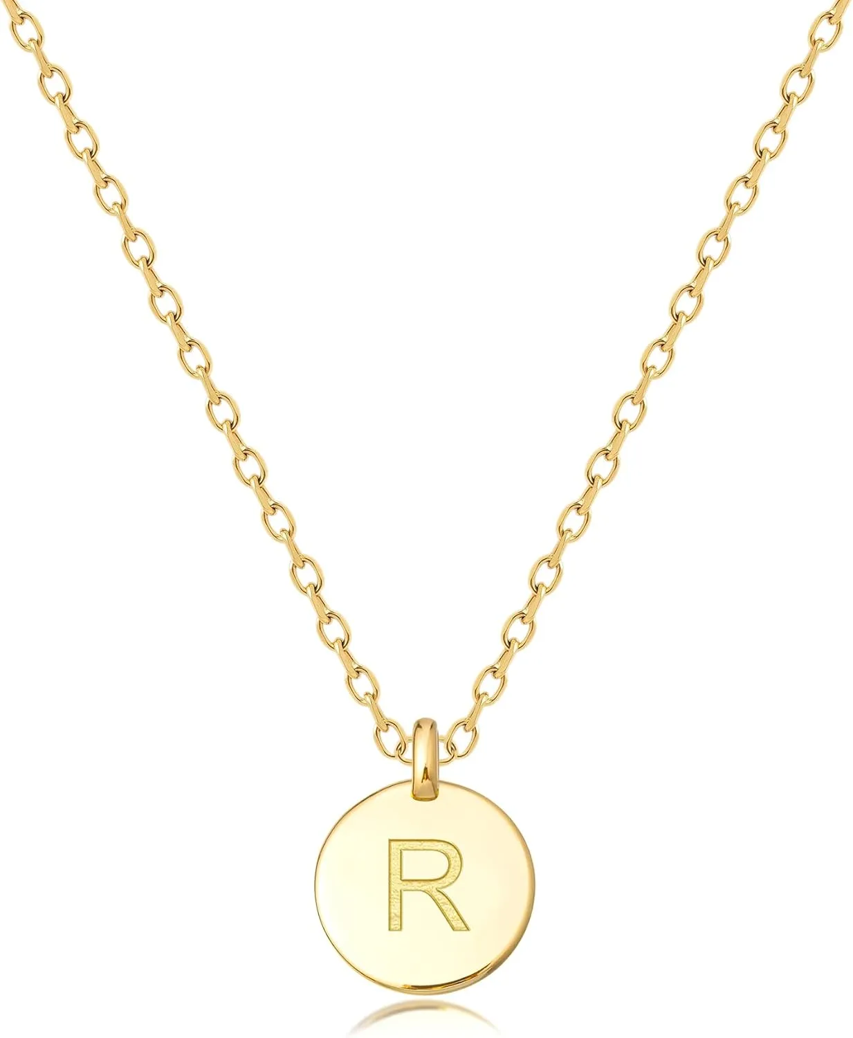 Unique Personalized Gifts for Her, Letter Double Side Engraved Disc Pendant Necklace, Initial Necklaces for Women Girls