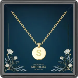 Unique Personalized Gifts for Her, Letter Double Side Engraved Disc Pendant Necklace, Initial Necklaces for Women Girls