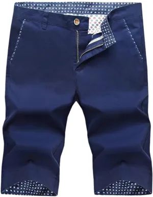 USTZFTBCL Men's Cotton Summer Korean Slim Fit Breathable Straight Mid-Length Casual Shorts