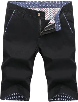 USTZFTBCL Men's Cotton Summer Korean Slim Fit Breathable Straight Mid-Length Casual Shorts