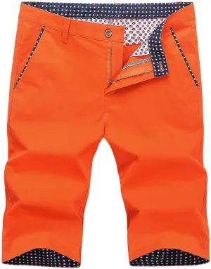 USTZFTBCL Men's Cotton Summer Korean Slim Fit Breathable Straight Mid-Length Casual Shorts