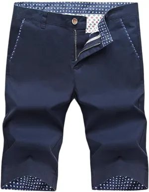 USTZFTBCL Men's Cotton Summer Korean Slim Fit Breathable Straight Mid-Length Casual Shorts