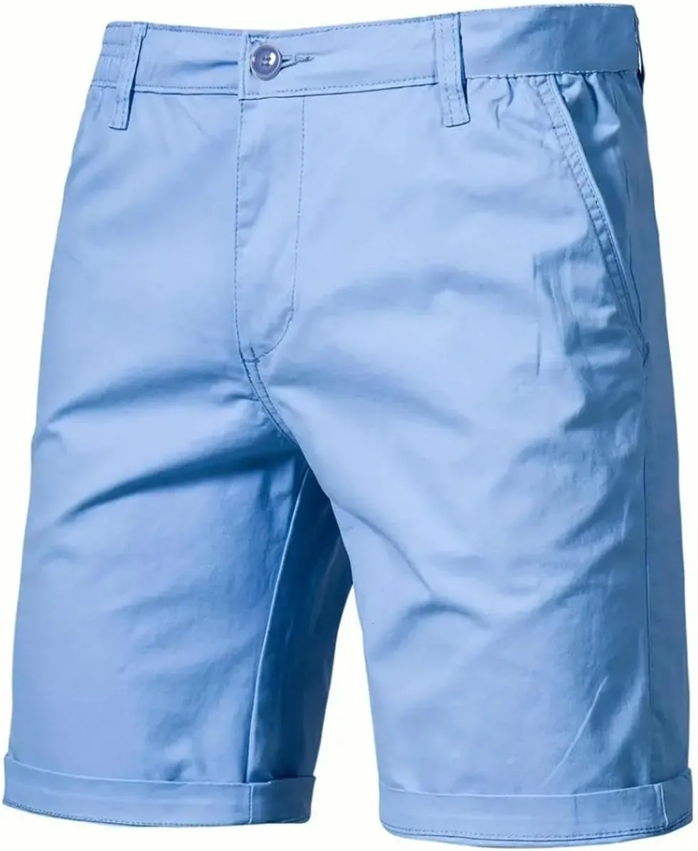 USTZFTBCL Summer Men's Cotton Casual Straight Leg Slim Fit Solid Color Shorts