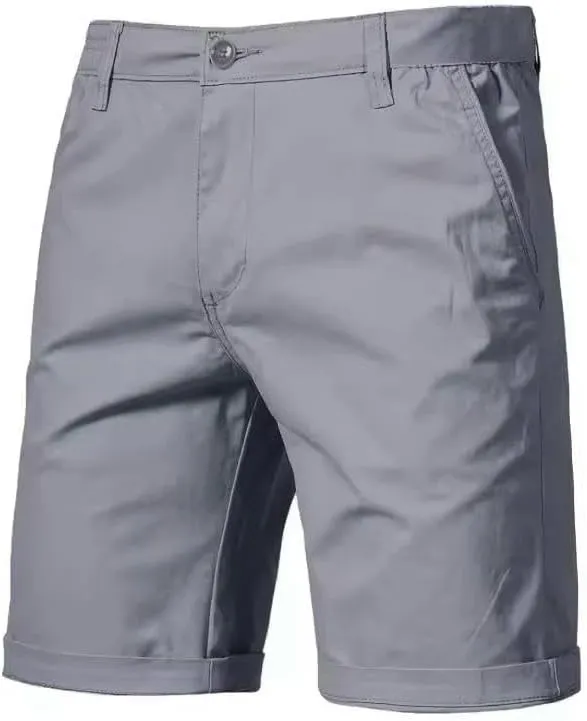 USTZFTBCL Summer Men's Cotton Casual Straight Leg Slim Fit Solid Color Shorts