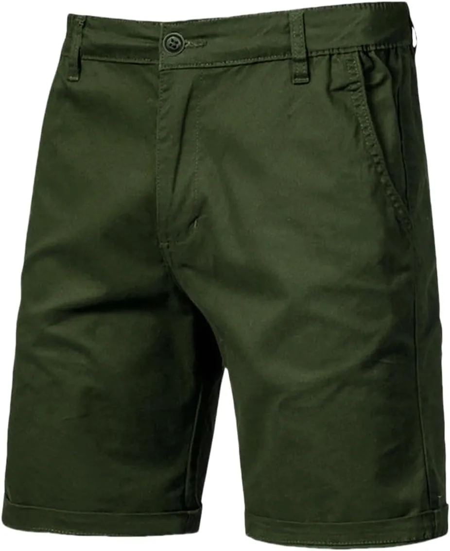 USTZFTBCL Summer Men's Cotton Casual Straight Leg Slim Fit Solid Color Shorts