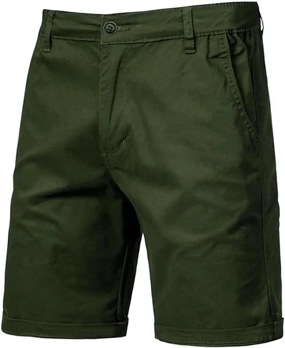 USTZFTBCL Summer Men's Cotton Casual Straight Leg Slim Fit Solid Color Shorts