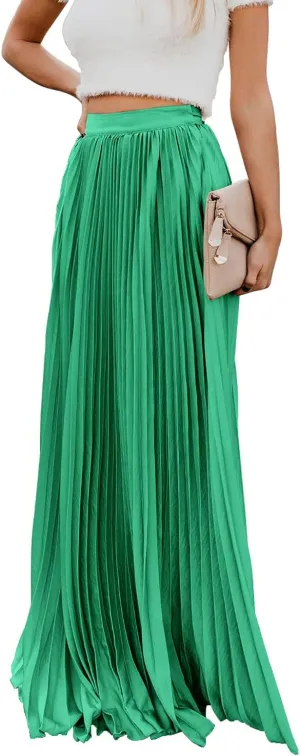 utcoco Women's Elegant Maxi Skirt High Waisted Pleated Chiffon Long Skirts for Women