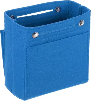 uxcell Purse Organizer Insert, Portable Felt Organizer Bags with Snap Multiple Compartments Purse Liner for Domed Satchel, Tote Bag, Handbag Shaper (6.7" x 3.9" x 6.3", Blue)