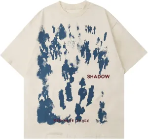 Vamtac Graphic Tees Men Vintage Oversized Y2K Graffiti Print Summer Short Sleeve Streetwear T Shirts for Women