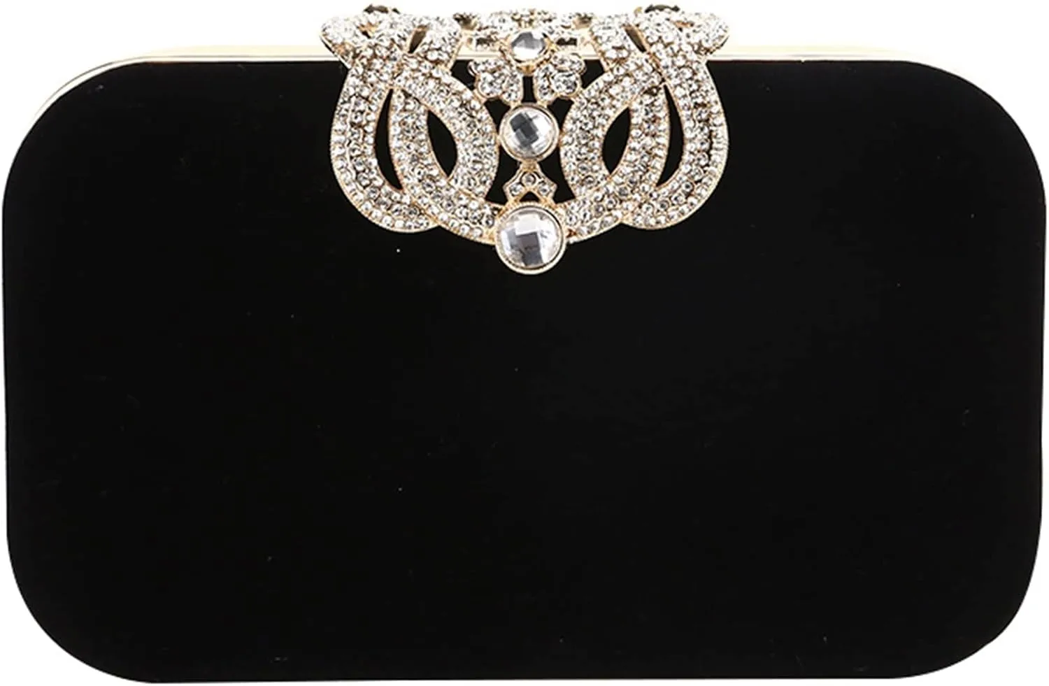 Velvet Evening Bags Clutch Purse with Rhinestone Flower Closure, Women Shoulder Crossbody Bags for Party Wedding (Color : Black)
