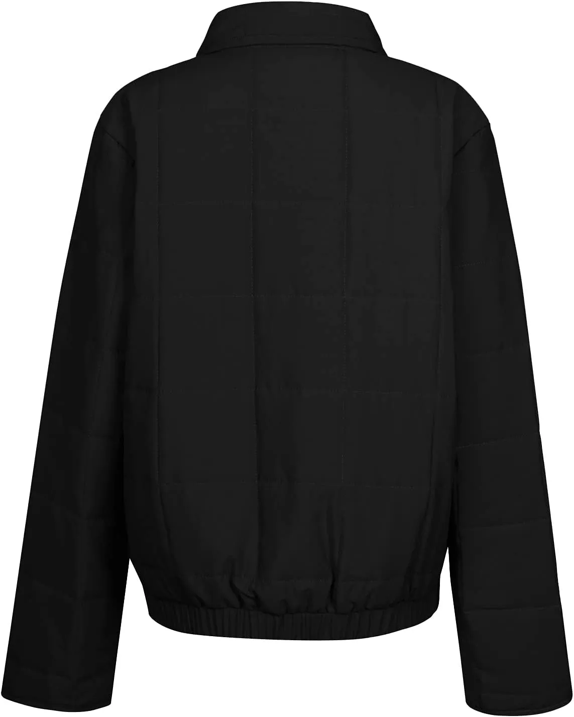 VESNIBA Quilted Jackets for Women Long Sleeve Zip Up Jacket Coat Loose Fit Puffer Shakets Winter Warm Outwear