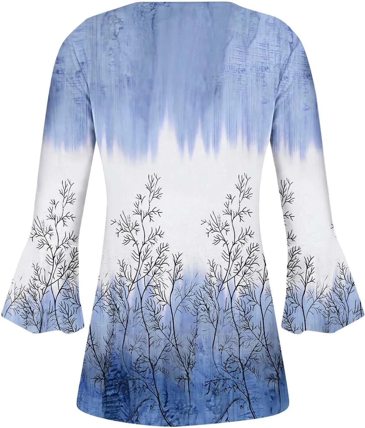Vintage Tees for Women Elegant Floral Print 3/4 Sleeve Empire Waist Button Up Shirt Vintage Causal Dressy Boho Blouse