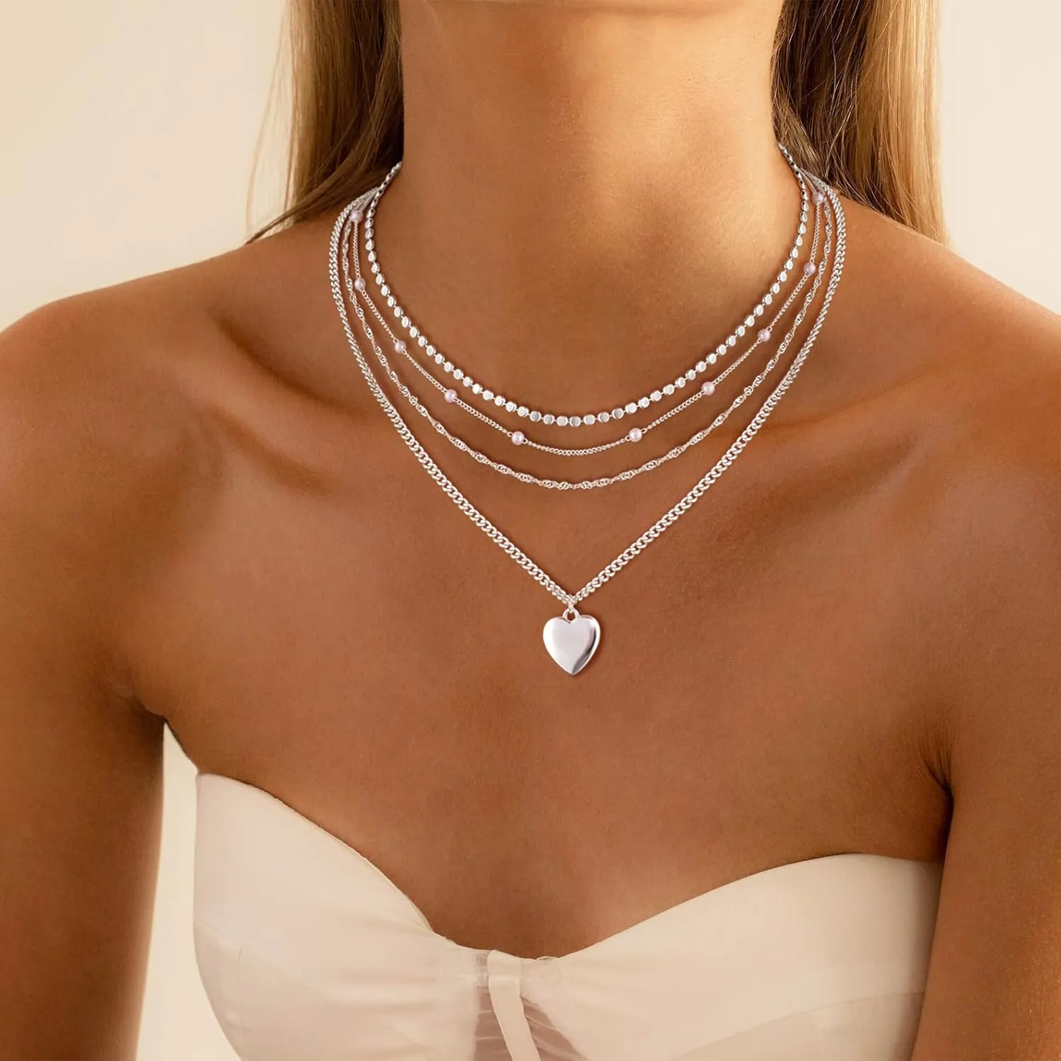 VIROMY Gold Necklace for Women 14k Gold Chain Necklaces Dainty Layered Necklaces Simple Stackable Pendant Necklaces Herringbone Cuban Paperclip Chain Gold Choker Necklaces Gold Jewelry for Women