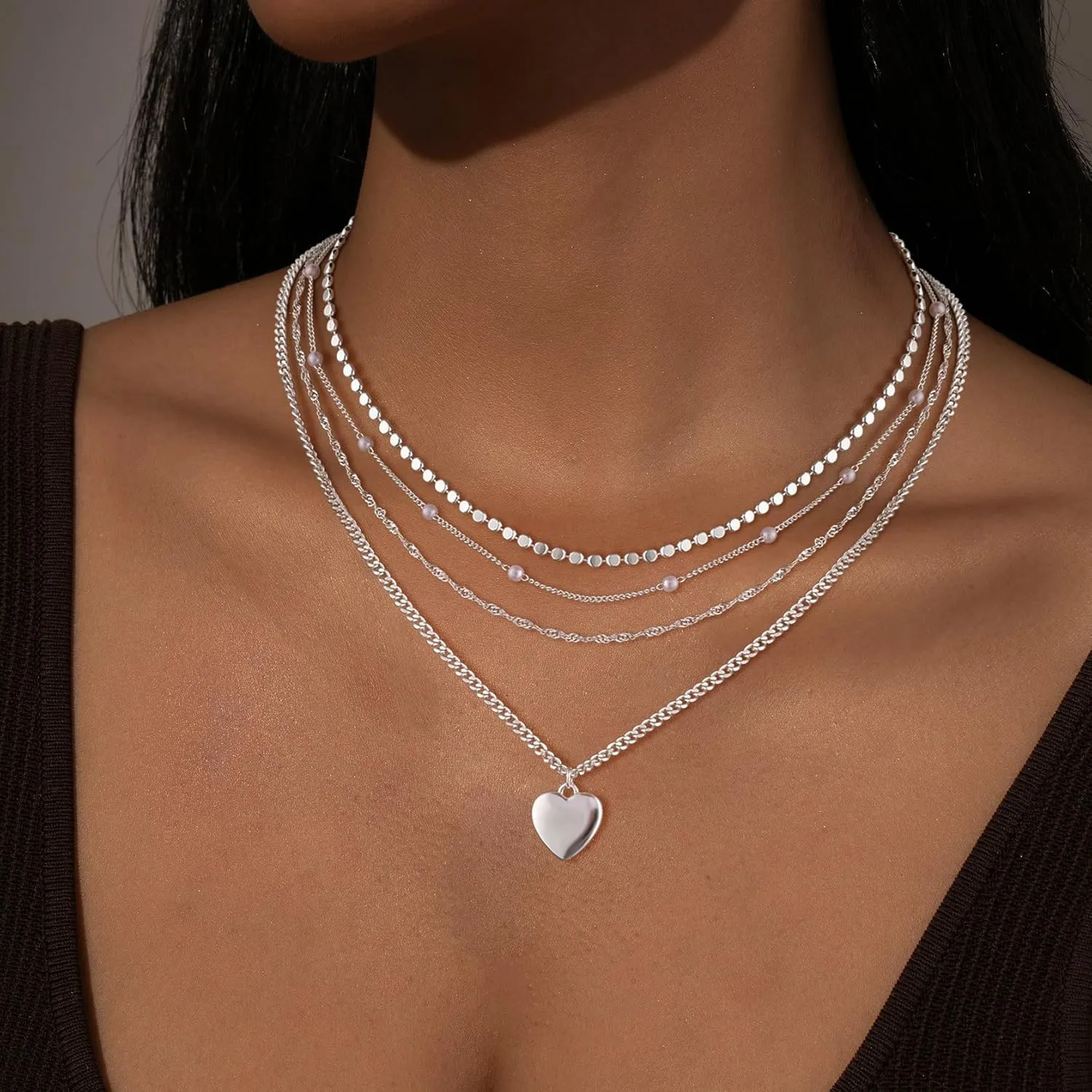 VIROMY Gold Necklace for Women 14k Gold Chain Necklaces Dainty Layered Necklaces Simple Stackable Pendant Necklaces Herringbone Cuban Paperclip Chain Gold Choker Necklaces Gold Jewelry for Women