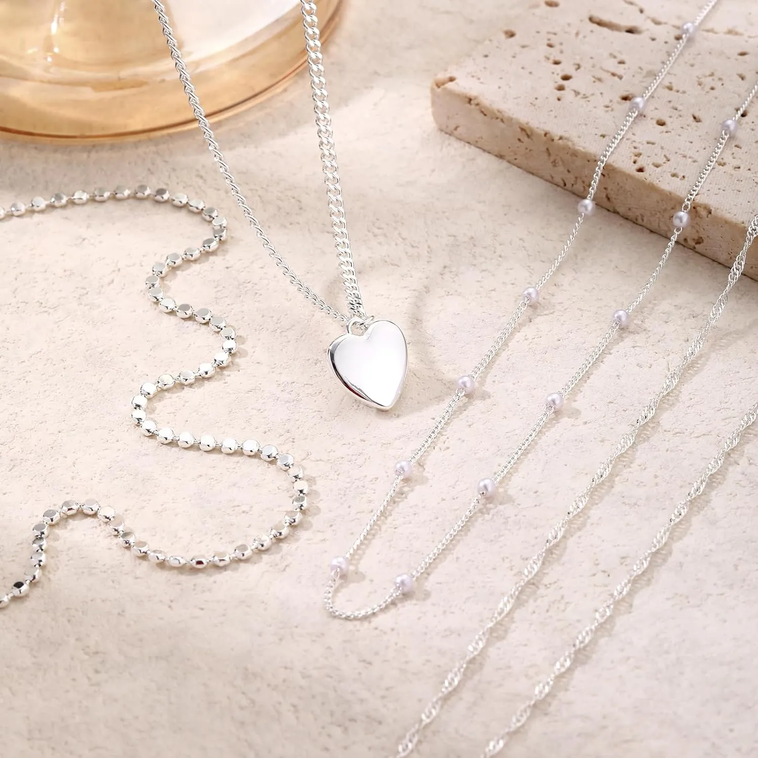 VIROMY Gold Necklace for Women 14k Gold Chain Necklaces Dainty Layered Necklaces Simple Stackable Pendant Necklaces Herringbone Cuban Paperclip Chain Gold Choker Necklaces Gold Jewelry for Women