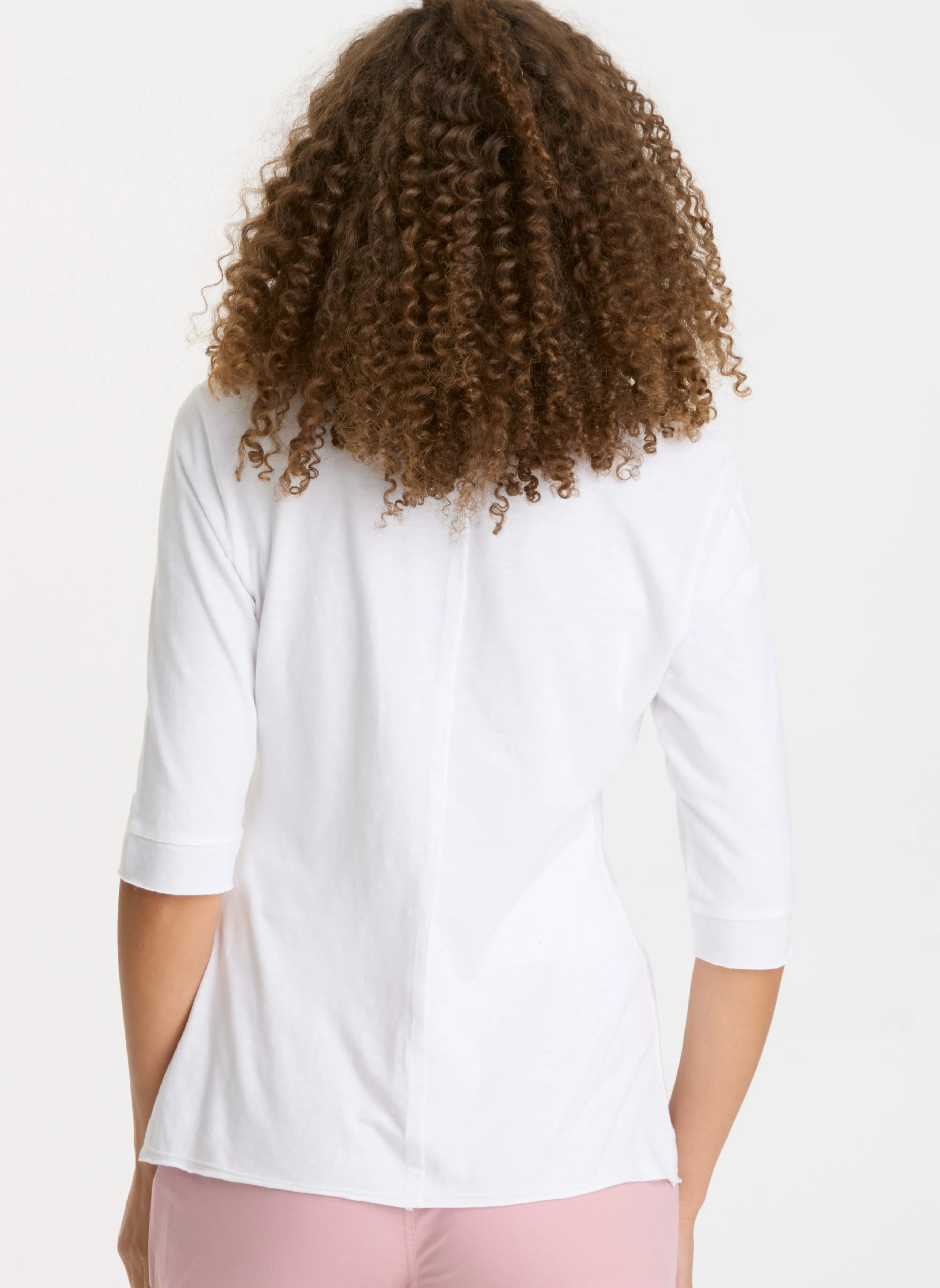 Wearables, Cotton Knit, 3/4 Sleeve Tina Top in white