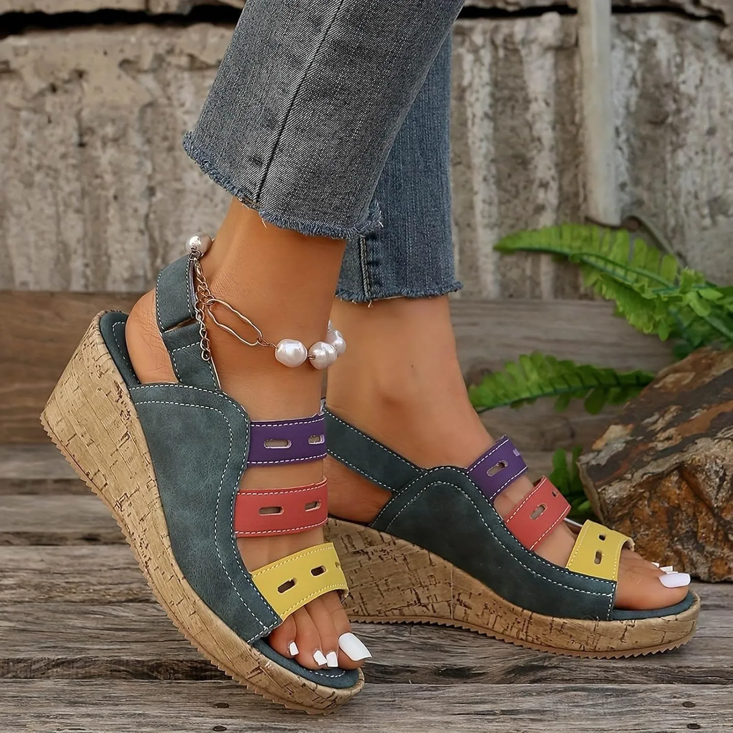 Wedge Sandals for Women Womens Wedge Sandals Comfortable Soft Arch Support Sandal Slip on Beach Casual