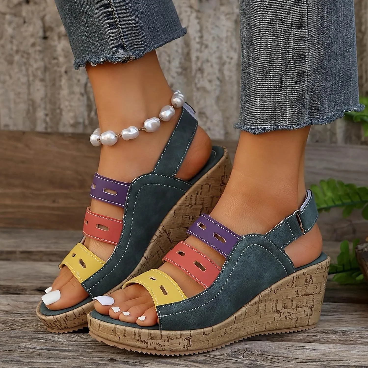 Wedge Sandals for Women Womens Wedge Sandals Comfortable Soft Arch Support Sandal Slip on Beach Casual