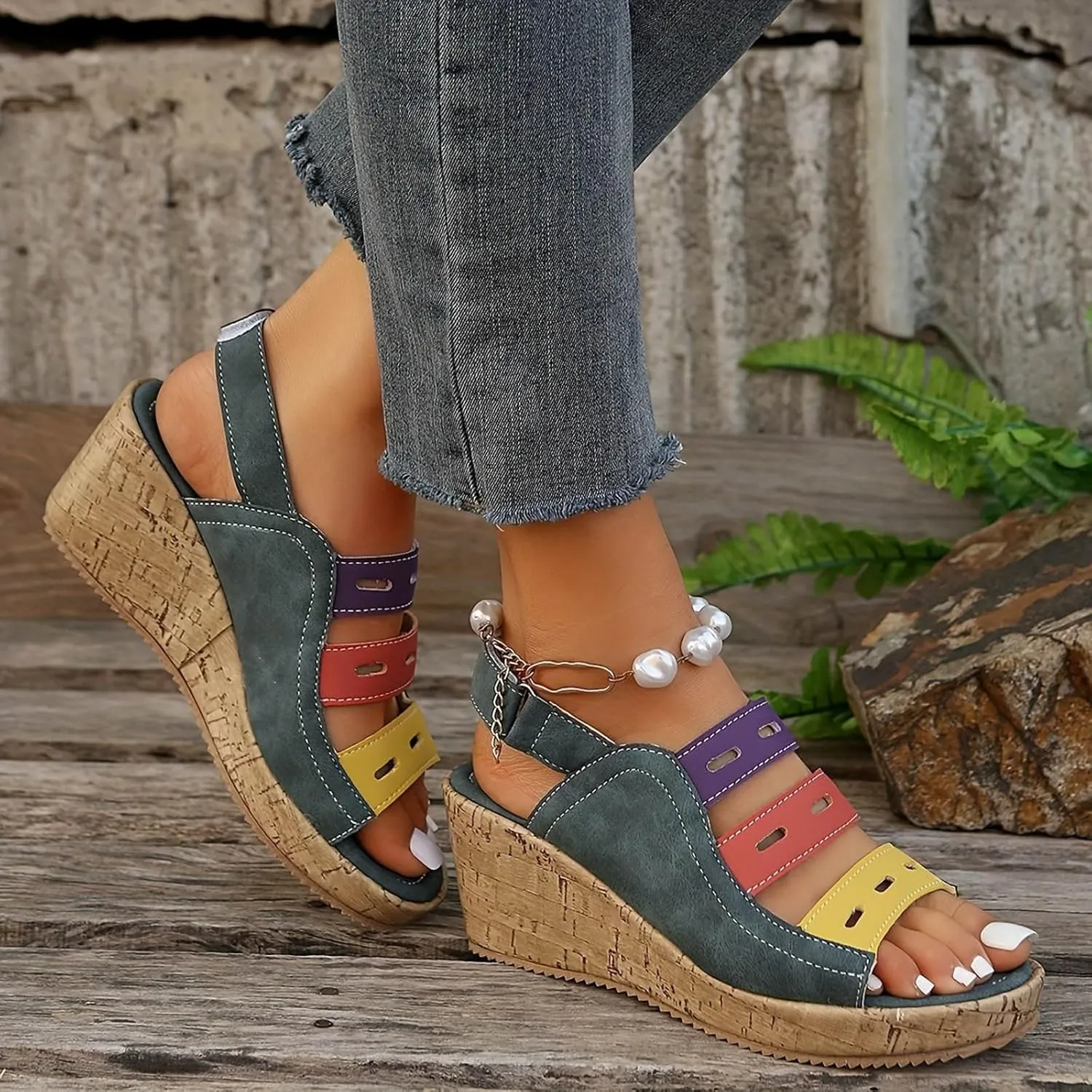 Wedge Sandals for Women Womens Wedge Sandals Comfortable Soft Arch Support Sandal Slip on Beach Casual