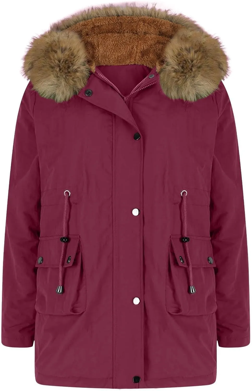 Winter Coats for Women Water Resistant Jacket Windproof Warm Parkas Thicken Fleece Lined Outwear with Fur Hood