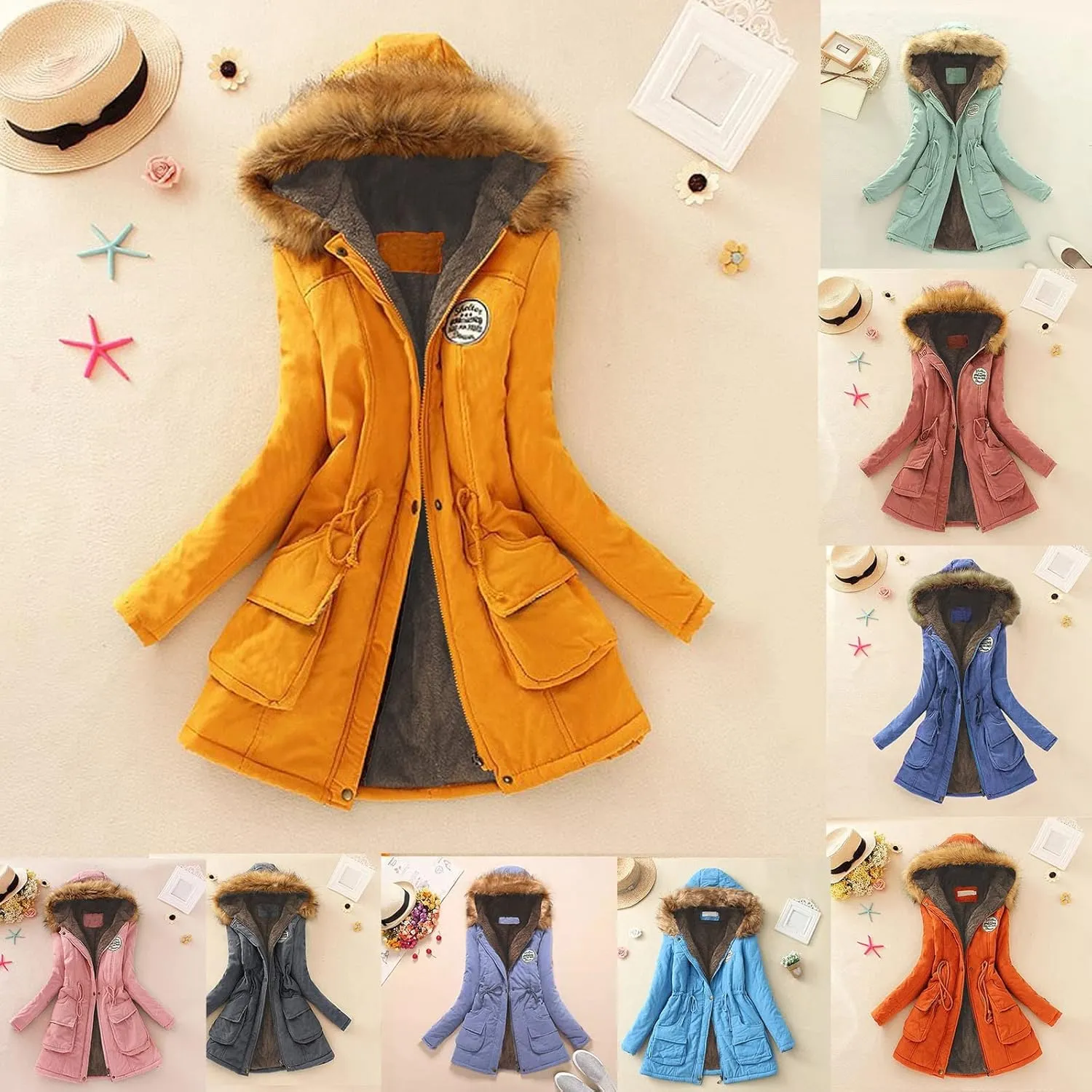 Winter Jacket Women Plus Size Hooded Parka Jacket Thicken Fleece Lined Coats Thicken down Overcoat Outerwear