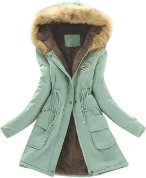 Winter Jacket Women Plus Size Hooded Parka Jacket Thicken Fleece Lined Coats Thicken down Overcoat Outerwear