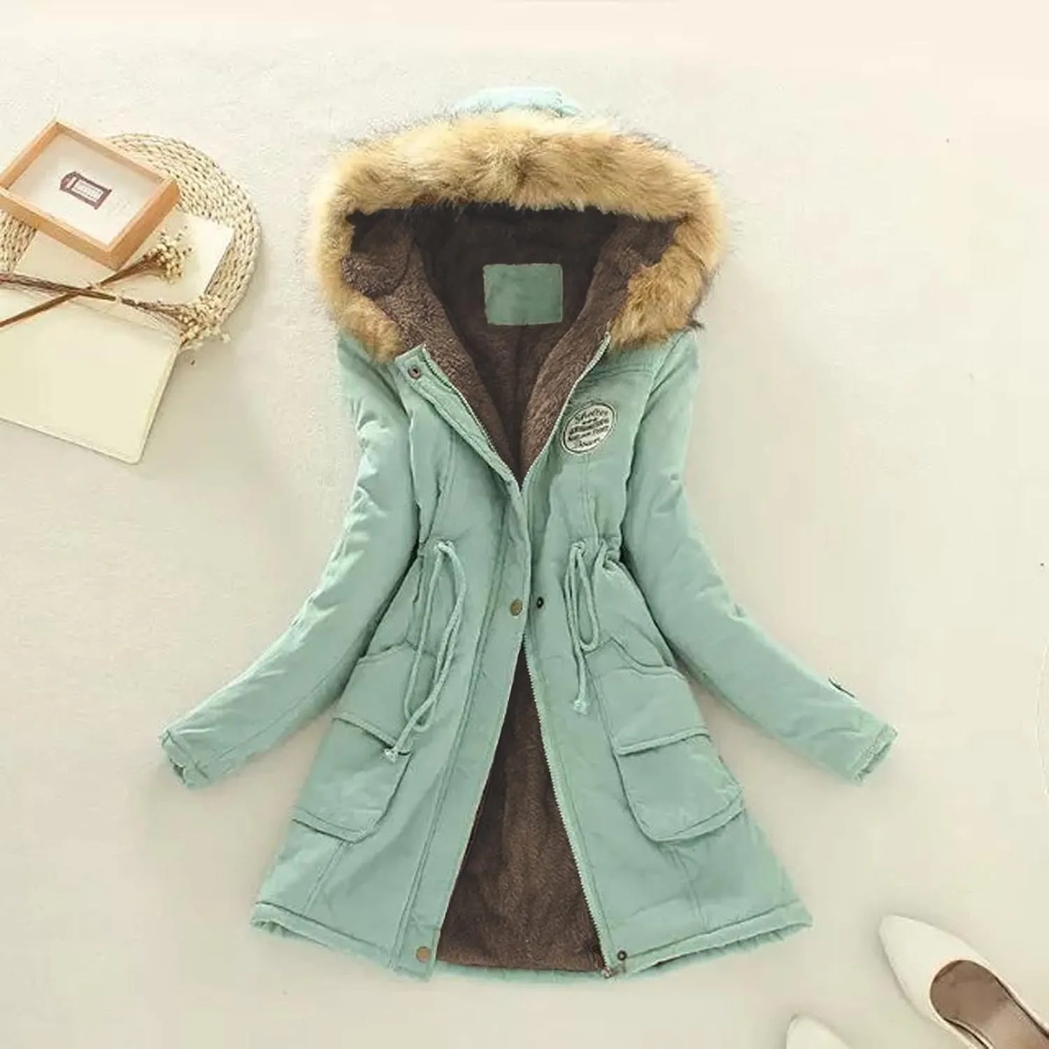 Winter Jacket Women Plus Size Hooded Parka Jacket Thicken Fleece Lined Coats Thicken down Overcoat Outerwear