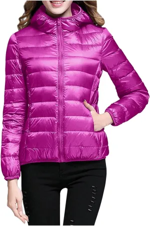 Winter Jacket Women Women Warm Lightweight Hooded Windproof Winter Coat With Recycled Insulation Blue Jacket