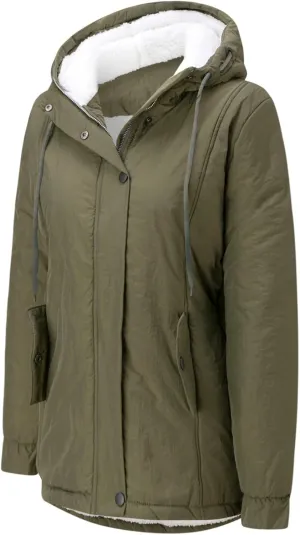 Winter Overcoat Women's Thick Outwear Fur' Lined Hooded Coat Warm Trench Women's Coat Womens Jacket Lightweight