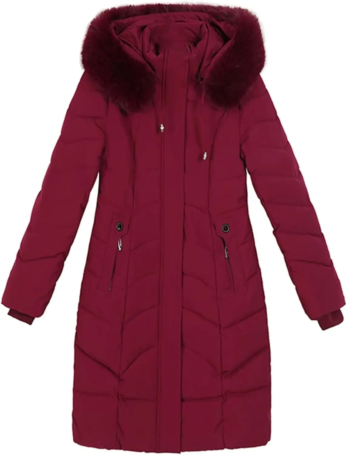 Winter Women Warm Middle Aged Women's Winter Coats Fur Collar Casual Cotton Padded Long Parkas Hooded