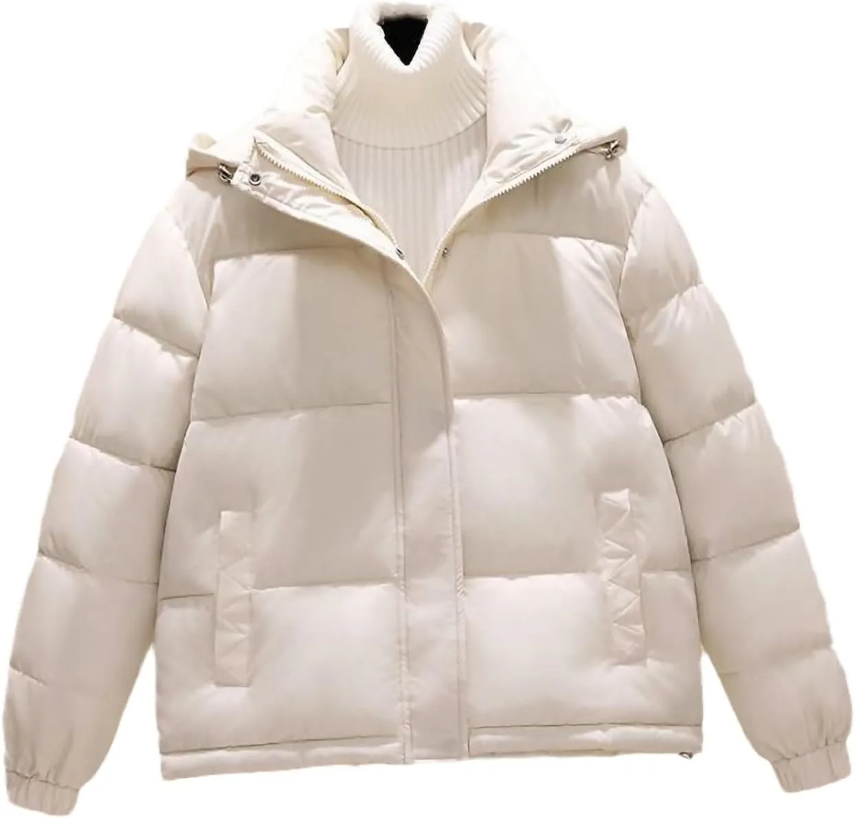 Women Down Cotton Padded Jacket Female Elegant Casual Women's Puffer Coat Autumn Winter Hooded Short Parkas