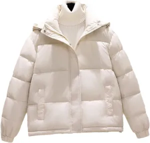 Women Down Cotton Padded Jacket Female Elegant Casual Women's Puffer Coat Autumn Winter Hooded Short Parkas
