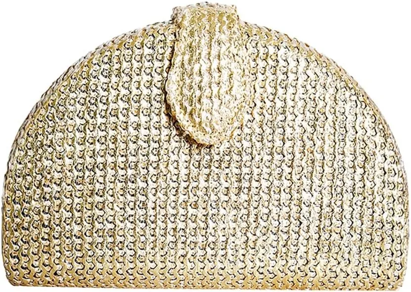 Women Pastoral Style Clutch Purse Imitation Weaving Handbag Casual Evening Bag for Shopping Walking Party