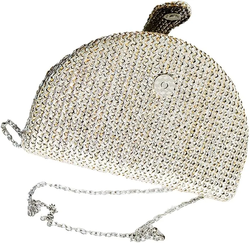 Women Pastoral Style Clutch Purse Imitation Weaving Handbag Casual Evening Bag for Shopping Walking Party