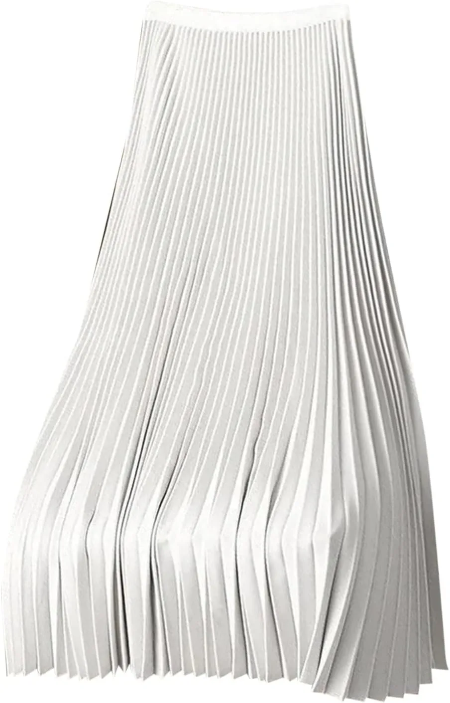 Women Satin Midi Skirts Solid Color High Elastic Waist Elegant Skirt Plus Size Pleated Rufffle Maxi A Line Long Skirt