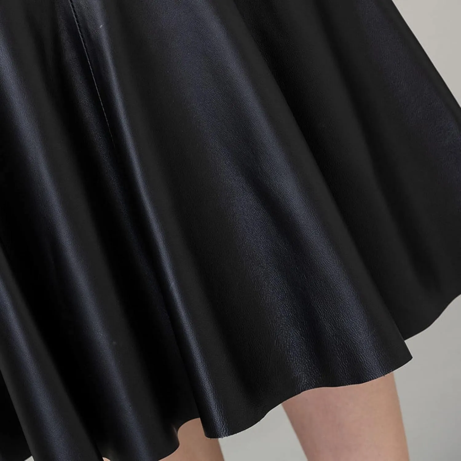 Women Sexy High Waist Zip Tight Hip-Wrapped Skirt Comfortable PU Leather A-Shape Prom Elegant Midi Pleated Skirts (Blue X)