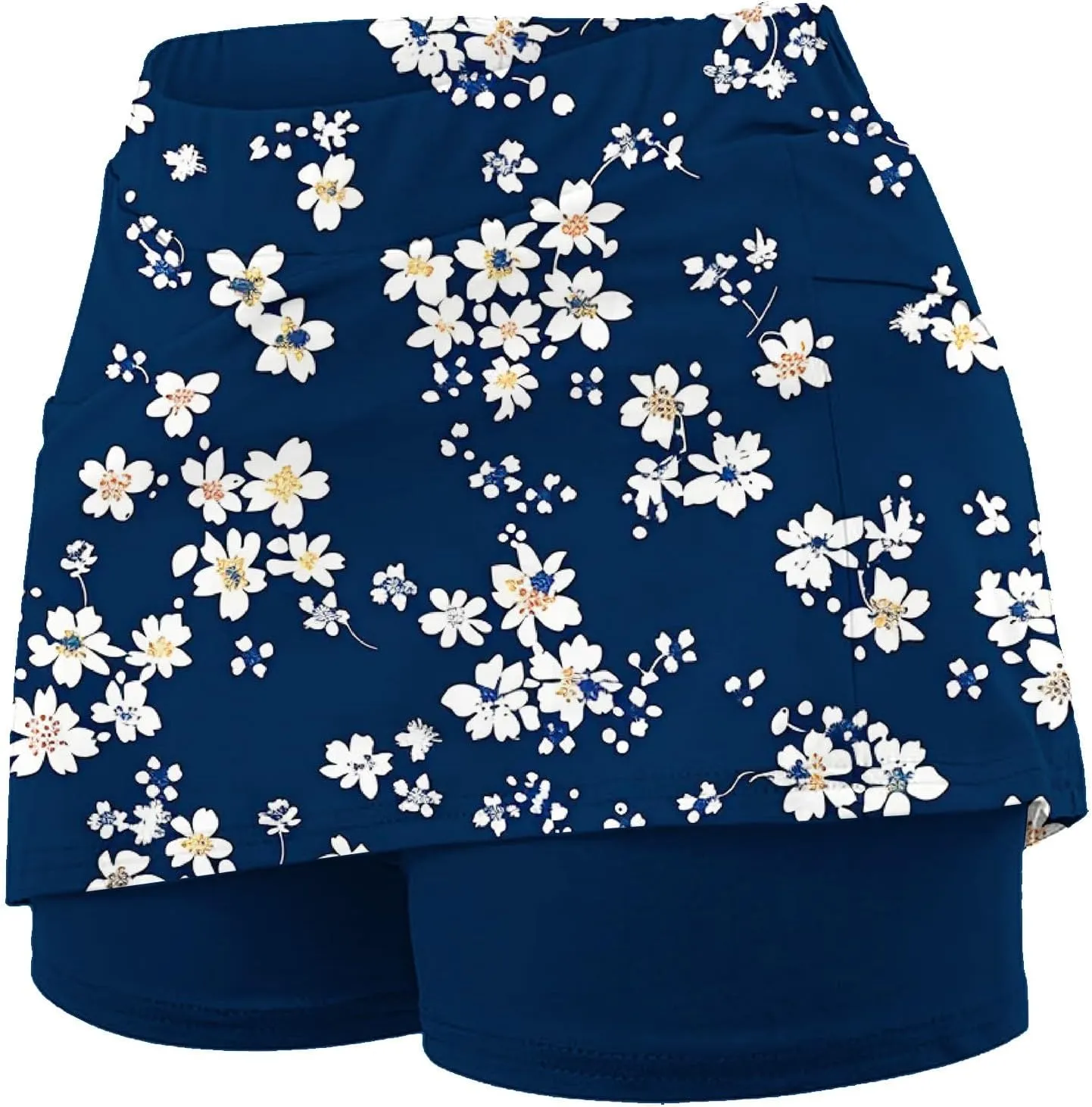 Women Summer Skorts Shorts Plus Size High Waist Stretch Anti-Exposure Floral Printed Comfy Active Lounge Short