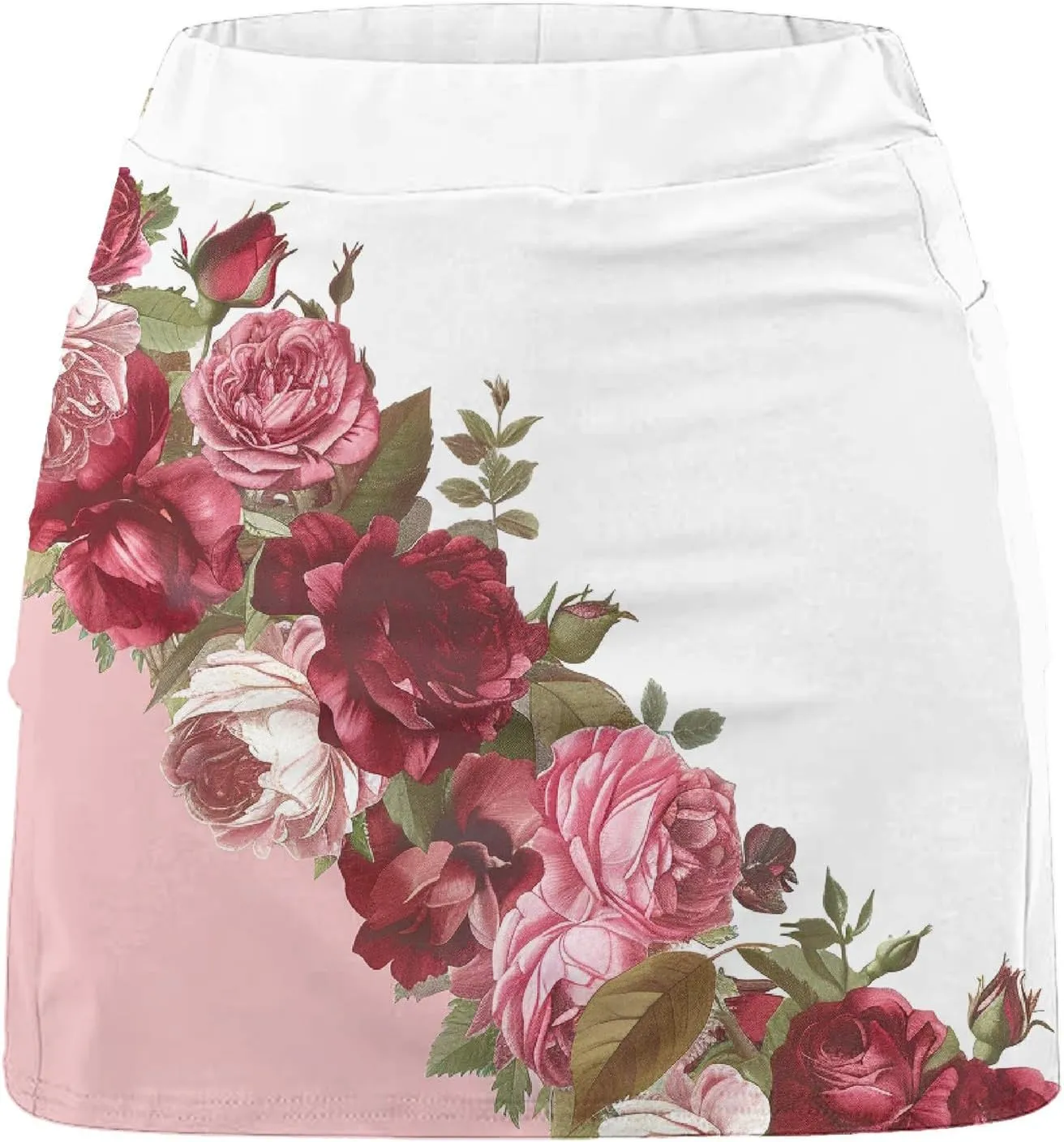 Women Summer Skorts Shorts Plus Size High Waist Stretch Anti-Exposure Floral Printed Comfy Active Lounge Short
