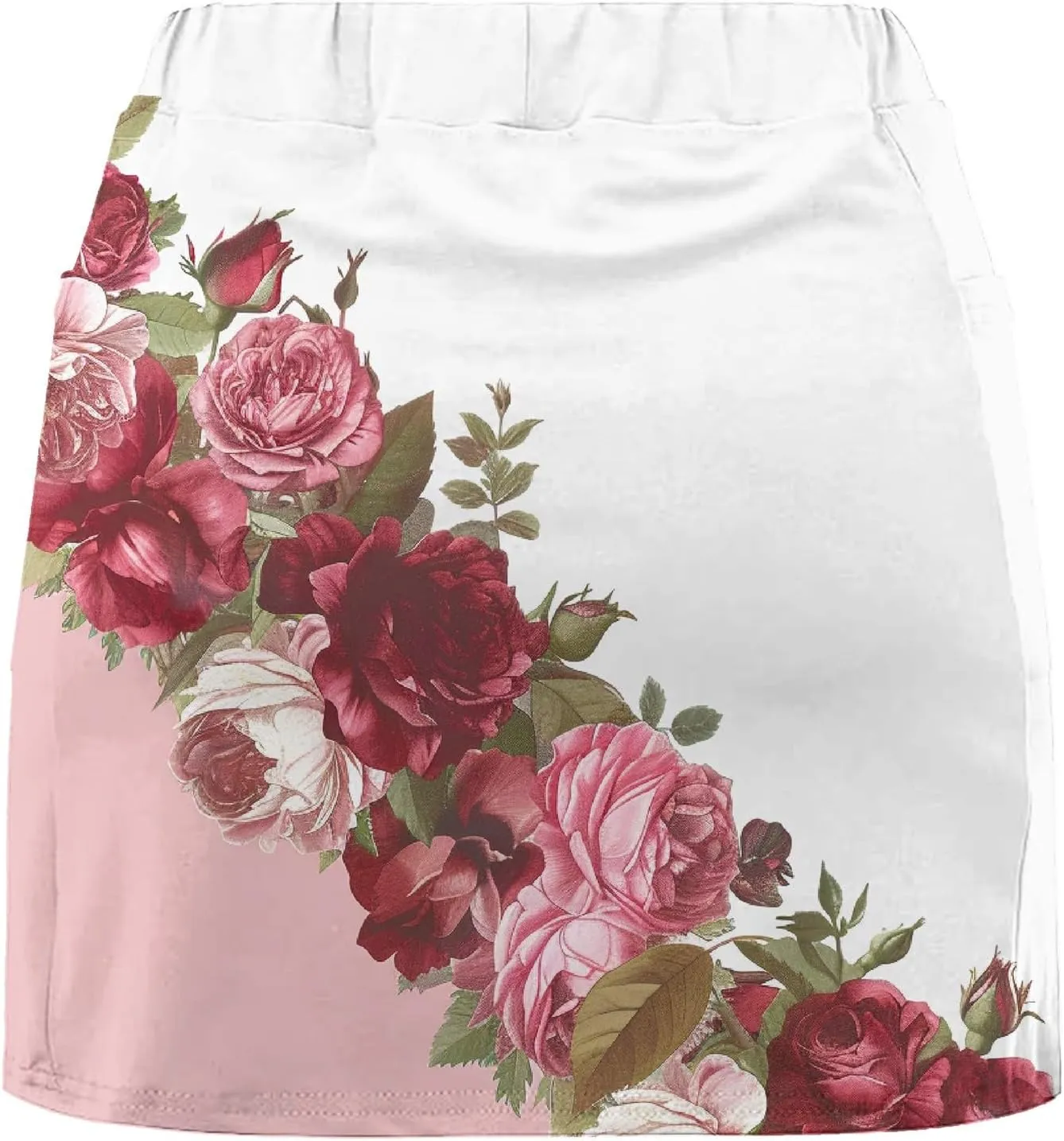 Women Summer Skorts Shorts Plus Size High Waist Stretch Anti-Exposure Floral Printed Comfy Active Lounge Short