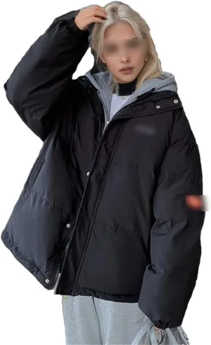 Women Thicken Down Cotton Padded Parkas Overcoat 2023 Winter Casual Loose Hooded Bubble Coat