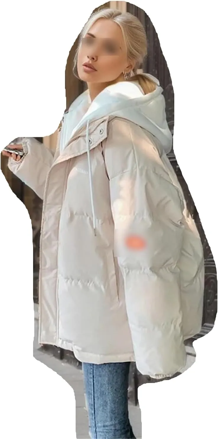 Women Thicken Down Cotton Padded Parkas Overcoat 2023 Winter Casual Loose Hooded Bubble Coat