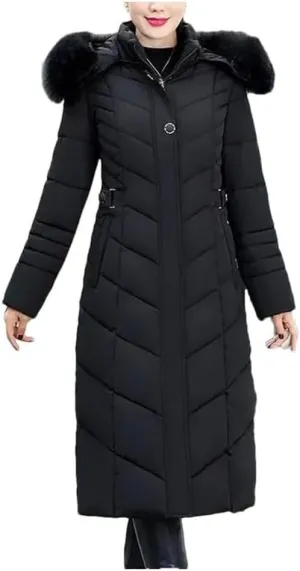 Women Winter Jacket Parkas Hooded Warm Long Thick Cotton Padded Coat Mom Outwear