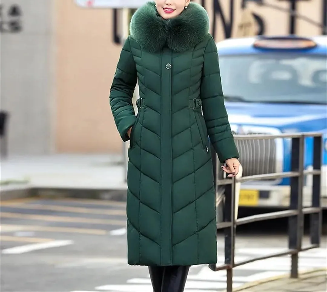 Women Winter Jacket Parkas Hooded Warm Long Thick Cotton Padded Coat Mom Outwear