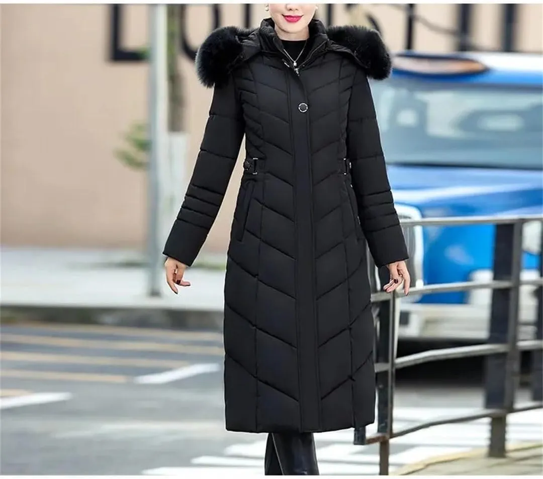 Women Winter Jacket Parkas Hooded Warm Long Thick Cotton Padded Coat Mom Outwear