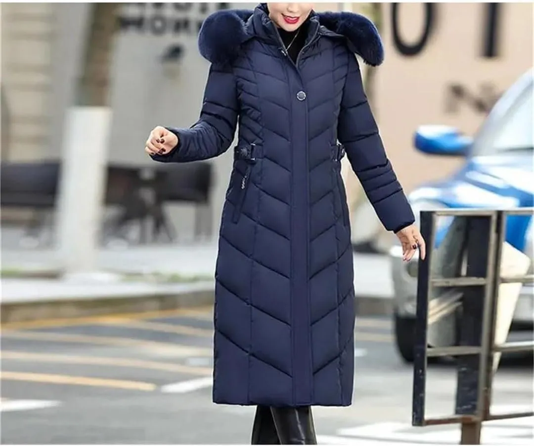 Women Winter Jacket Parkas Hooded Warm Long Thick Cotton Padded Coat Mom Outwear